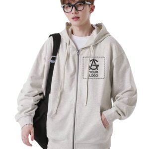 330GSM Oversize Zipper Loose Drop Shoulder Hooded Sweatshirt