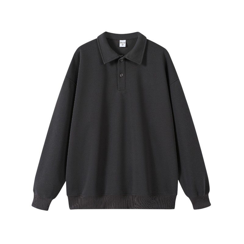 350GSM Pure Cotton Polo Lapel Sweatshirt - Image 2