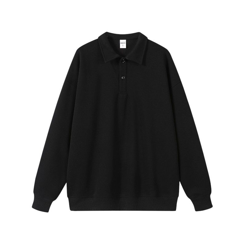350GSM Pure Cotton Polo Lapel Sweatshirt - Image 3