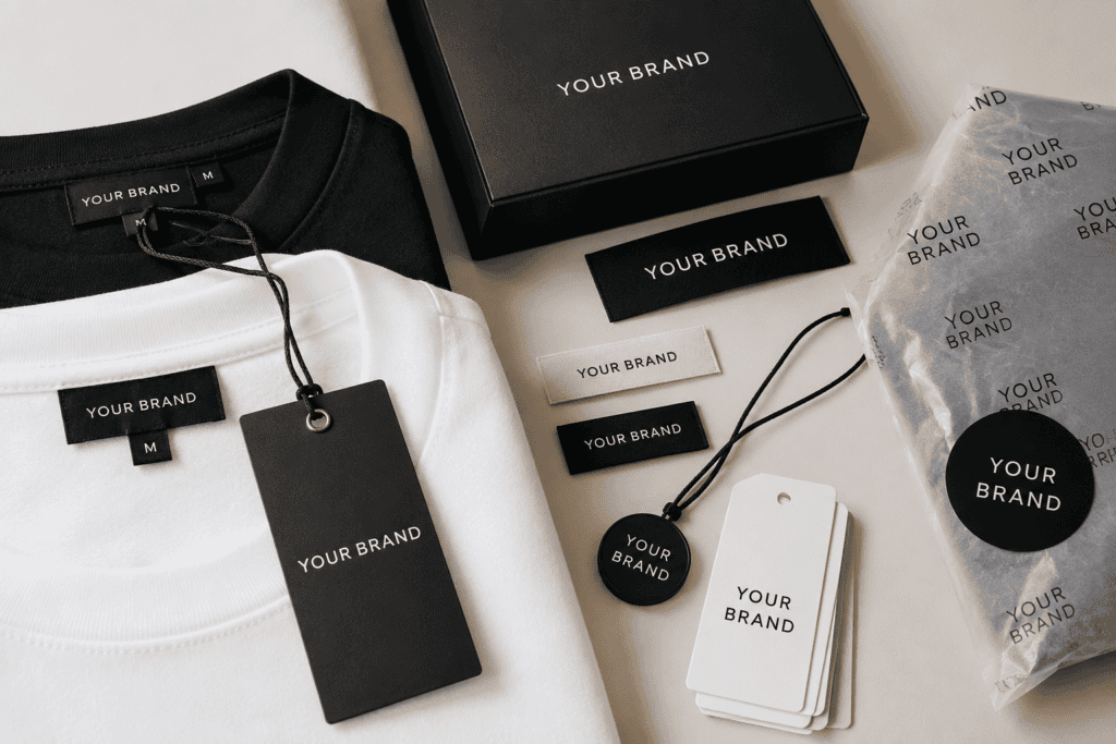 Private label clothing with custom labels, packaging, and brand details