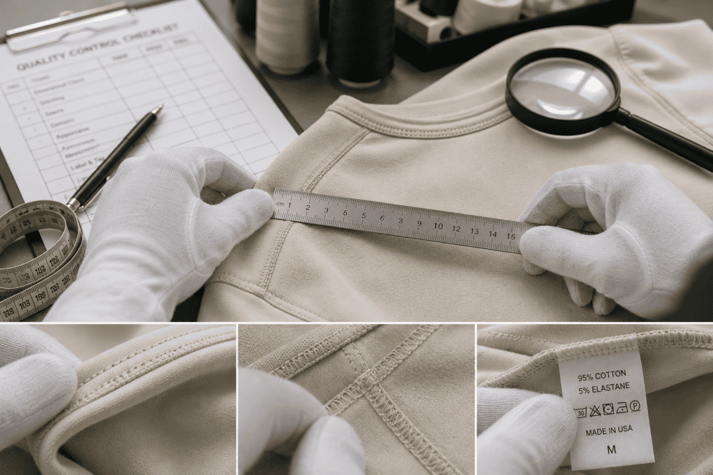 Quality inspection during clothing development and production
