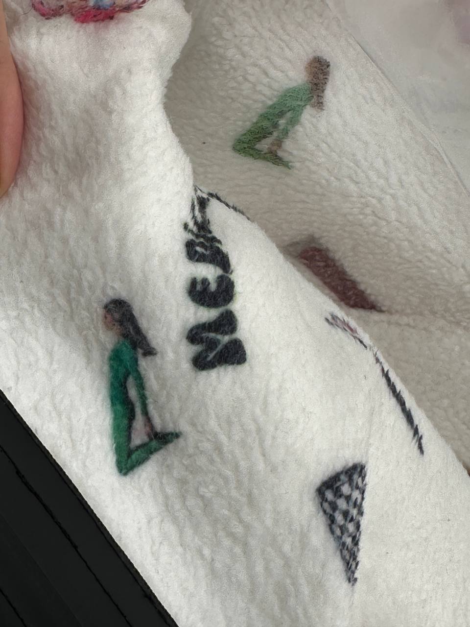 Close-up of fuzzy fabric texture on a custom fleece hoodie
