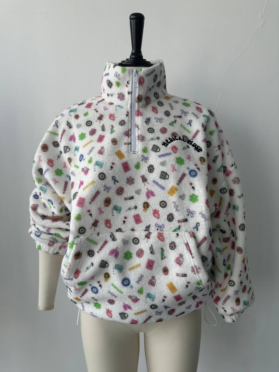 Custom fleece hoodie final sample with all-over print