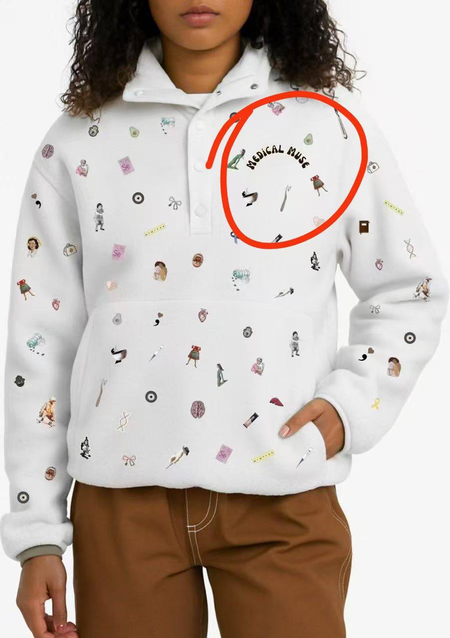 Reference for logo placement on a custom fleece hoodie