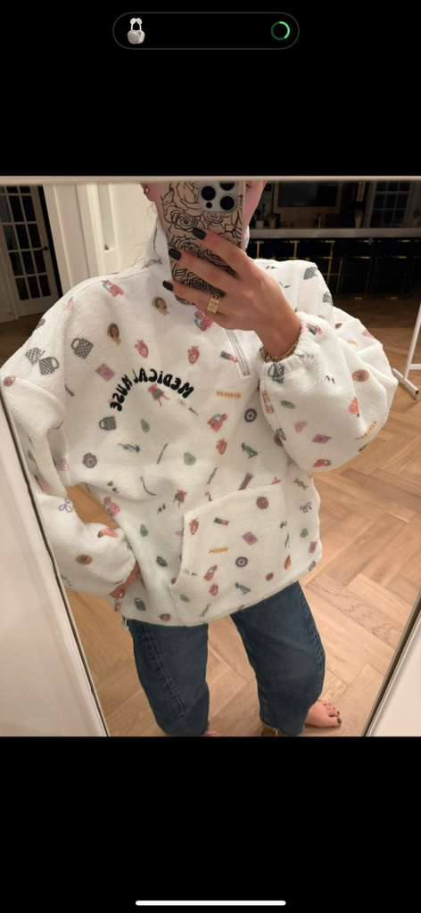 Custom fleece hoodie sample showing the oversized fit