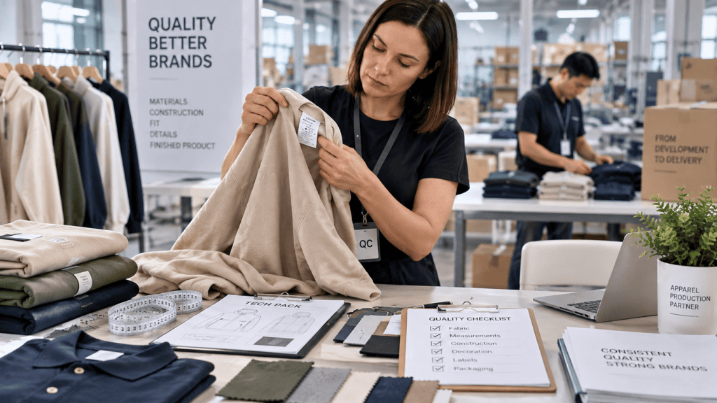 Quality control in clothing manufacturing during garment inspection
